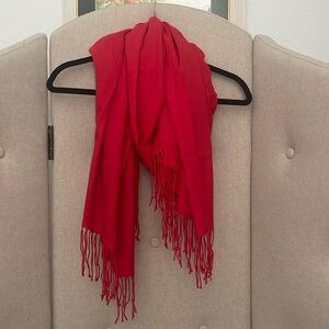 Red Shawl/Scarf with Fringes